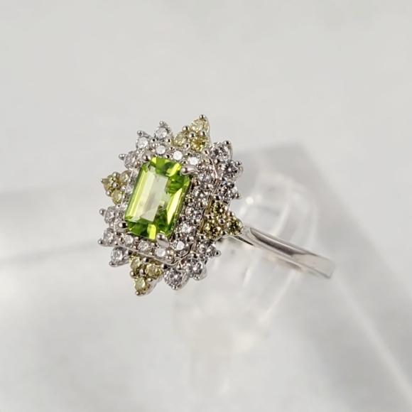 Antique Style Sterling 1ct Natural Peridot Ring - Picture 6 of 13